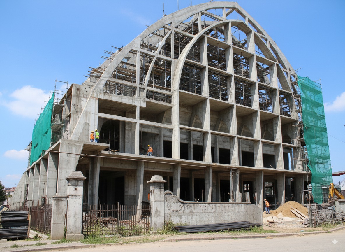 Construção da casa de oração da CCB no Brás, em concreto armado, 1948